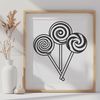 Stylized Lollipop Graphic An SVG graphic design featuring a stylized candy lollipop on a transparent background.