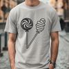 Whimsical Lollipop Graphic Art A colorful illustration of a stick-shaped candy with a rounded top, suitable for vector art and graphic design projects.