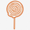 A colorful illustration of a lollipop with swirly design on a transparent background.