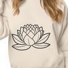 Minimalist Lotus Design SVG File A stylized illustration of a lotus flower in various stages of growth, with bold lines and minimalist design.