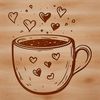 Heartwarming Coffee Cup Design A stylized cup design featuring love hearts around the rim, perfect for a coffee lover's day.