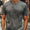 Symmetrical Heart Design A intricately designed heart shaped mandala with symmetrical patterns and shapes, suitable for digital cutting and crafting.