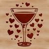 Beautiful Cocktail Illustration with Heart Shapes Illustration of a cocktail served in a glass with heart shapes surrounding the drink.