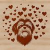 A sweet Shih Tzu dog with love hearts surrounding its head, suitable for use as clip art in various graphic design projects.