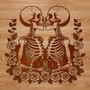 Valentine's Day Couple Holding Roses A floral-inspired design featuring a pair of skeletons holding roses, perfect for Valentine's Day decorations or gift ideas.