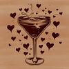 Vibrant Heart-Shaped Cocktail Illustration A colorful cocktail with heart-shaped ice cubes served in a glass, designed as vector art.