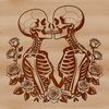 Valentine's Day Skeleton Clip Art Vector illustration of a love-themed skeleton surrounded by roses, suitable for Valentine's Day designs.