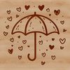 A colorful umbrella design featuring love hearts, perfect for a rainy day.