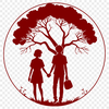 Beautiful Tree of Love Illustration An illustration of two trees embracing each other with curved stems and leaves, representing the connection between lovers.