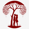 Beautiful Couple's Embrace Illustration of a tree embracing two figures in a loving gesture.