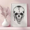 Free Halloween Decor Clip Art A gothic-inspired illustration of a dripping skull, suitable for Halloween decorations.