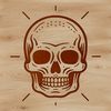 A witch's hat adorned with a decorative skull motif, surrounded by mysterious symbols.