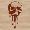 Gothic Art Illustration A gothic-inspired illustration of a dripping skull, suitable for various graphic design applications.