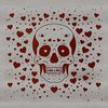 A skull design with heart elements, suitable for various creative projects.