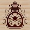 Gothic Potion Bottle Artwork with Intricate Design A detailed illustration of a witch's potion bottle with intricate design elements.