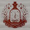 Gothic Witchcraft Magic Symbols Art An ornate illustration of a witch's potion bottle surrounded by mystical symbols, depicting the art of magic.