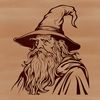 Medieval Magic Portrait A medieval-style wizard with a long white beard and pointed hat, holding a staff.