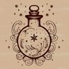 Ornate witch's potion bottle with mystical symbols, ideal for Halloween decorations or magic-themed designs.