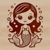 A stylized illustration of a mythical mermaid creature.
