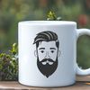 Portrait Illustration with Bearded Male Figure An SVG vector design featuring a bearded man's portrait.