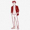 Standing Male Silhouette SVG Design A simple line drawing of a male figure in a standing position.