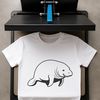 A detailed illustration of a manatee swimming in the ocean, suitable for commercial or personal use.