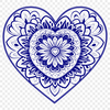 Colorful SVG Design for Digital Crafting A colorful mandala design featuring a heart shape, suitable for digital crafting.
