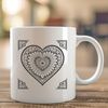 Beautiful Intricate Heart Mandala Pattern A detailed heart-shaped mandala pattern composed of intricate lines and shapes, suitable for use in digital design projects.
