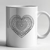 Intricate Heart Mandalas A geometric mandala design featuring an intricately patterned heart at its center.