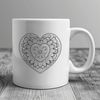 Heartfelt Mandala Art A intricate mandala design in the shape of a heart, ideal for digital crafting and cutting machine projects.