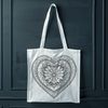 Whimsical Heart Pattern A intricate design of a heart-shaped mandala with symmetrical patterns.