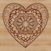 Intricate Love Heart Pattern A intricately designed mandala heart made up of interconnected patterns, suitable for vector art and cutting machine use.