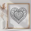 Symmetrical Love Design Intricate mandala-inspired artwork with symmetrical lines and curves creating a stylized heart motif.