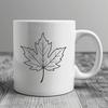 Stylized Maple Leaf Graphic A stylized illustration of a single maple leaf with smooth edges and precise lines.