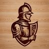 Chivalrous Knight in Armor Illustration A medieval knight in armor standing proudly, suitable for vector design and cutting machine projects.