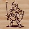 Medieval knight design with detailed armor and regalia.