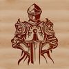 Medieval knight illustration with ornate armor in vector format.