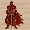 A medieval knight in armor, ready for battle, depicted as a vector graphic illustration.