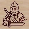 A medieval knight in armor, depicted as a vector graphic illustration.