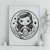 Mythical Mermaid Illustration SVG File Illustration of a mythical mermaid in a vector format, suitable for digital art and craft projects.