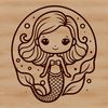Underwater Fantasy Figure A mythical underwater creature with a human upper body and fish lower body, depicted in a simple and bold vector style.