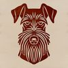 Beautiful Dog Face SVG Clip Art Close-up illustration of a Miniature Schnauzer's head with distinct facial features.