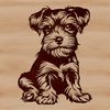 A digital illustration of a miniature schnauzer sitting on its haunches.