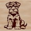 Fluffy Miniature Schnauzer Portrait A small breed dog sitting on its hind legs, with a fluffy coat and distinctive beard.