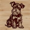 Vector Dog Breed Portrait - Miniature Schnauzer A high-quality vector illustration of a Miniature Schnauzer sitting on its haunches, suitable for commercial or personal use.