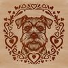 Lovable Miniature Schnauzer Breed Portrait Miniature Schnauzer dog with heart accents, a cute and lovable pet breed.