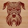 Detailed Dog Breed Vector Graphic A high-quality illustration of a Miniature Schnauzer's head with intricate details.