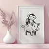 A cartoon monkey with pig features, illustrated as a vector graphic.
