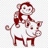 Monkey Pig Illustration in Vector Format A monkey-pig hybrid animal in vector format, suitable for various design applications.