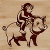 Cute Monkey Pig Character Design An illustrative vector art design featuring a monkey pig character.